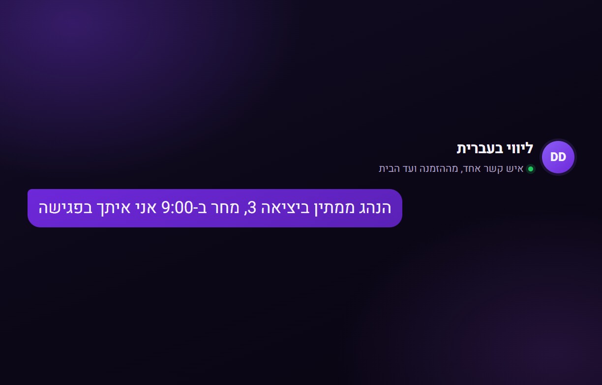 דוגמה לליווי בוואטסאפ: הנחיתה והפגישה